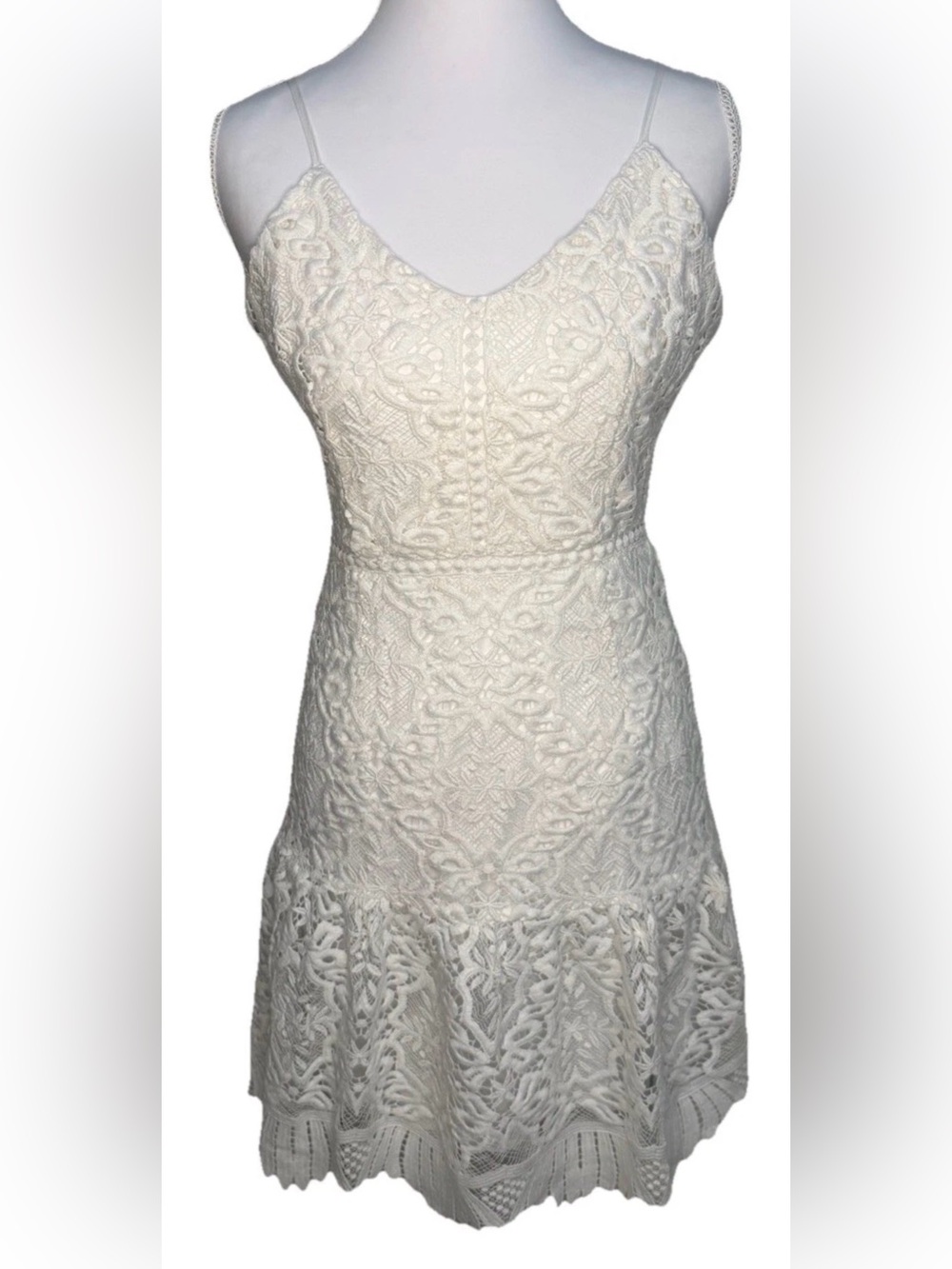 BB Dakota White Lace Fit & Flare Dress XS